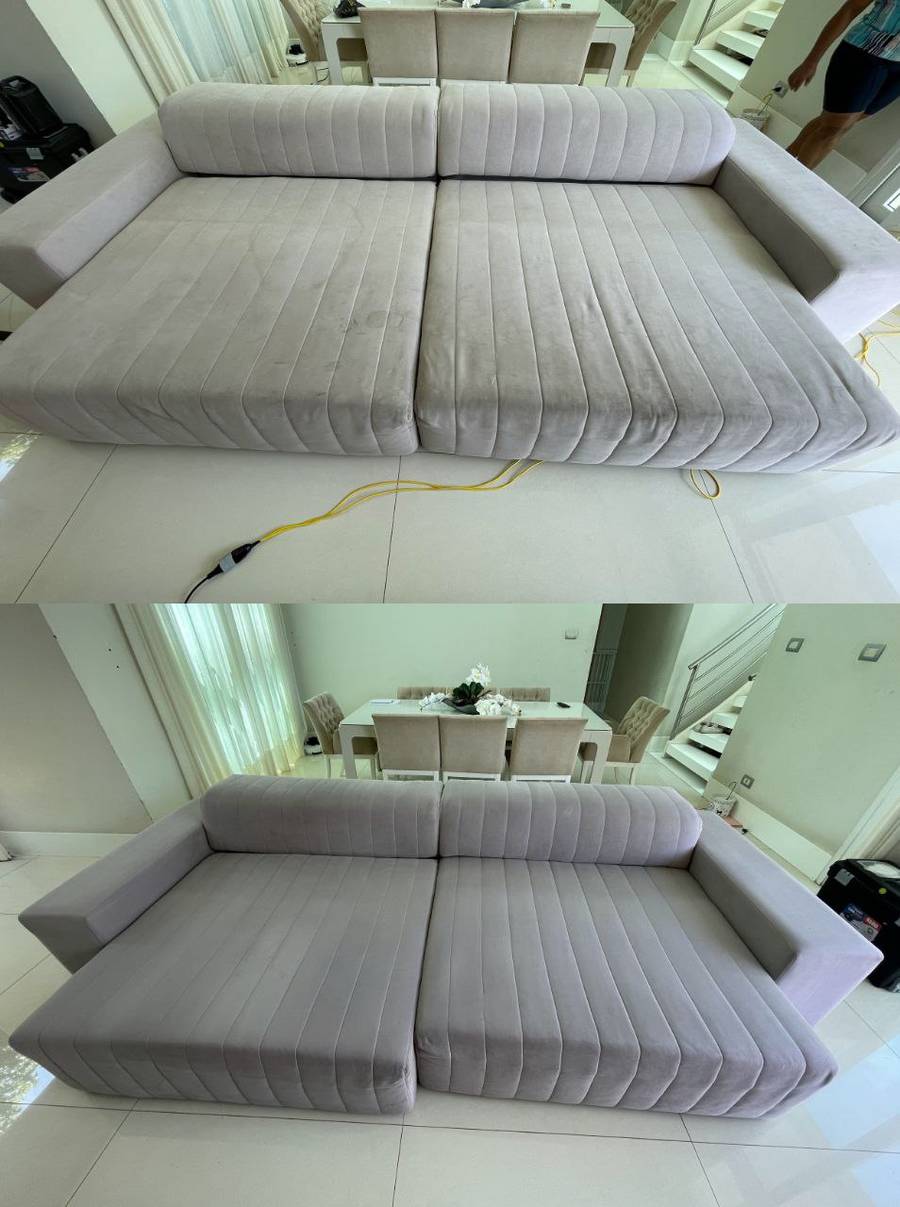 Sofá retrátil antes e depois